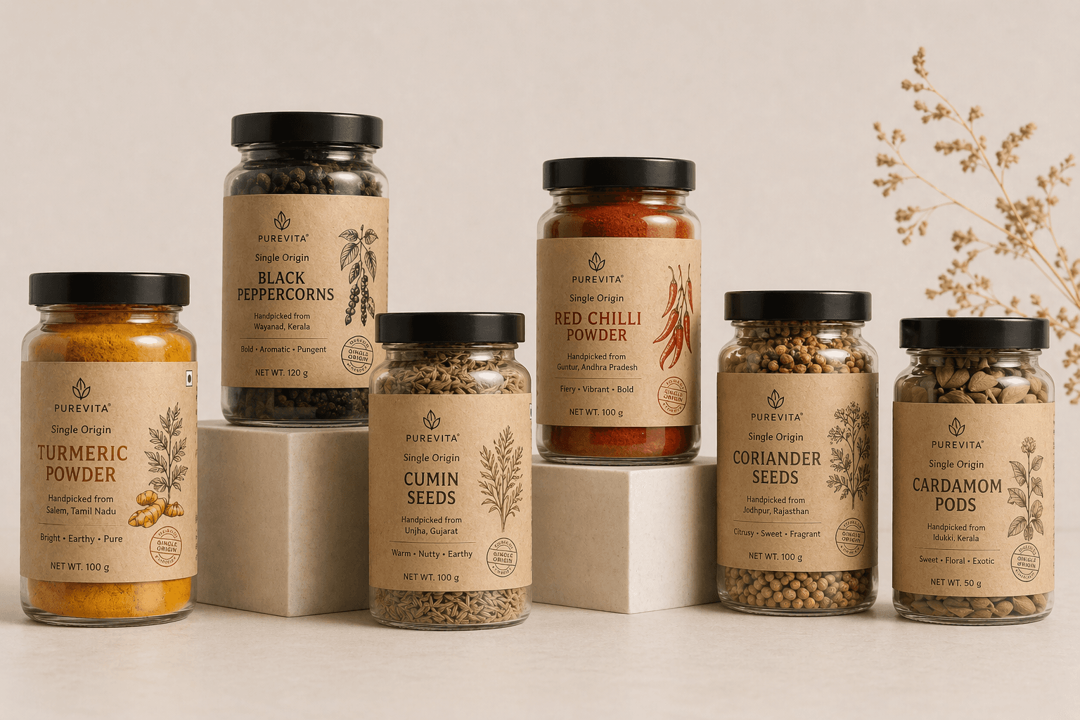 Kraft Jar Labels for Natural Spice Brands