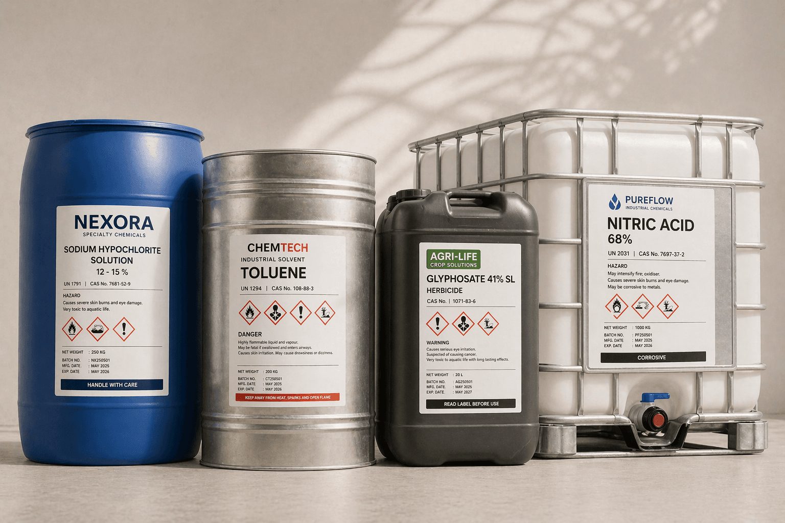 Industrial IBC container with label