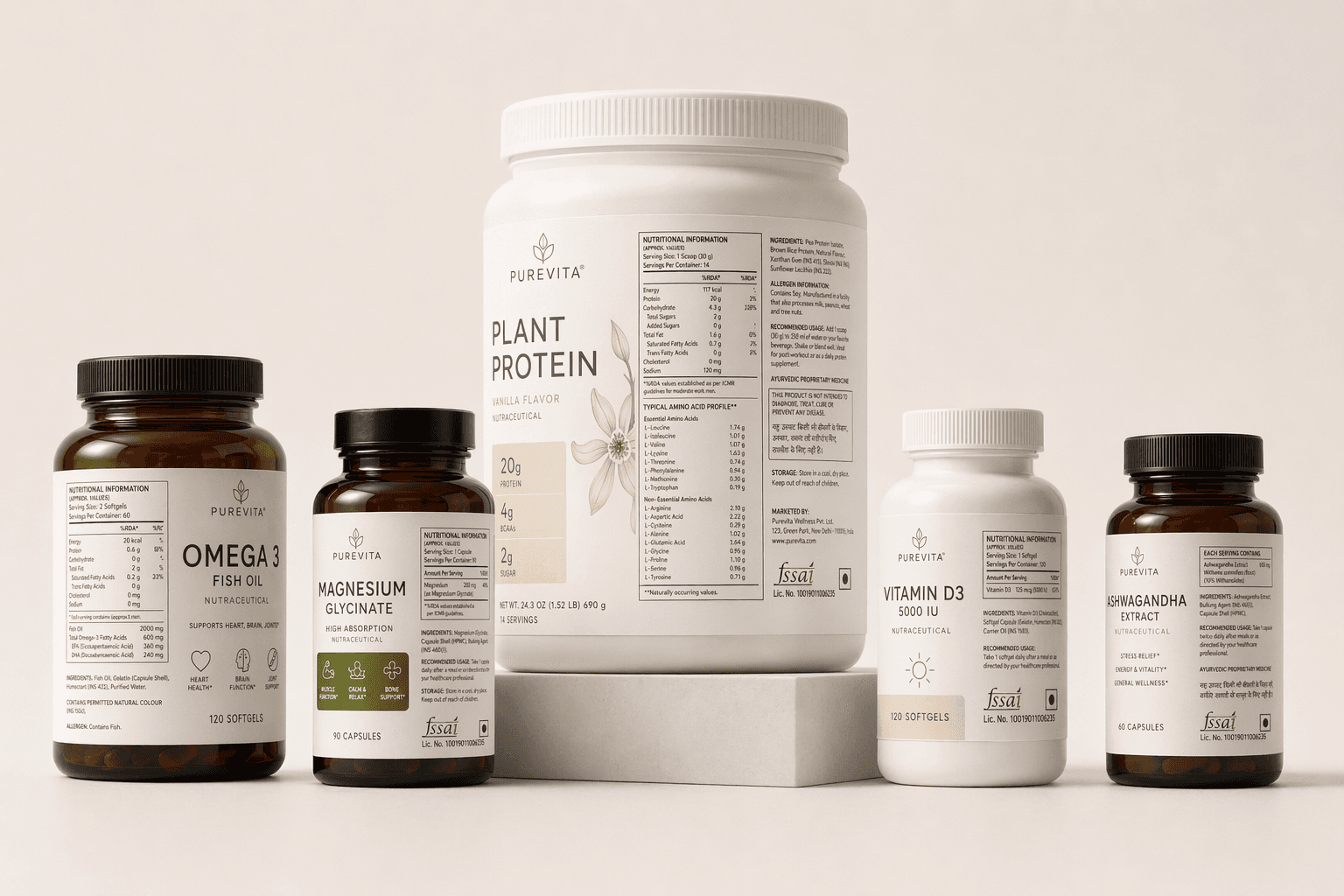 Supplement jar with nutrition label